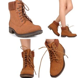 $FINAL SALE$Brown Lace Up Sweater Booties